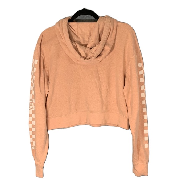 Vans Boxed Check Crop Pullover Hoodie Sweater Drawstring Womens small peach - Picture 4 of 9